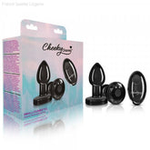 Cheeky Charms - Rechargeable Vibrating Metal Butt Plug with Remote Control - Black-French Quarter Lingerie